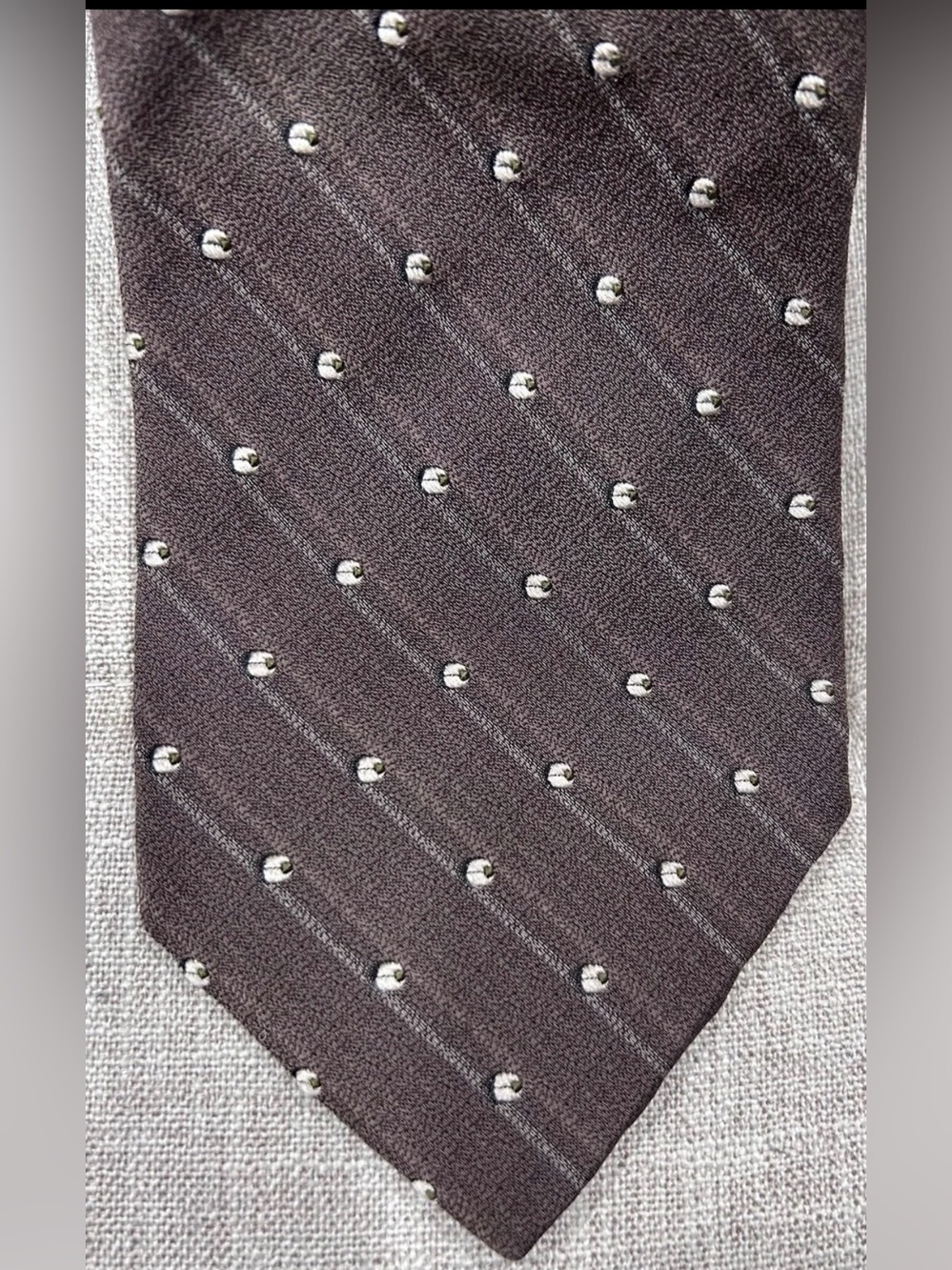 Robert Talbott Best of Class Silk Tie Brown Polka Dot Stripe 60” XL 4.5” W VTG